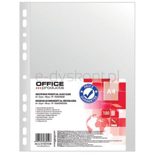 Office Products Koszulki na dokumenty PP, A4, krystal, 30mikr., 100szt. [BIURO]