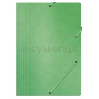 Office Products Teczka z gumką, Preszpan, A4, 390Gsm, 3-Skrz., Zielona