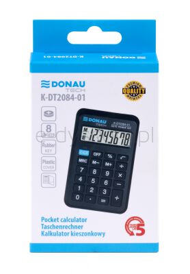 Donau Kalkulator Kiesznkowy Tech, 8-Cyfr. Wyświetlacz, Wym. 97X62X11 Mm, Czarny