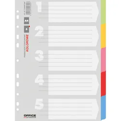 Office Products Przekładki Karton, A4, 223X297Mm, 5 Kart, Mix Kolorów 