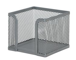 Q-Connect Pojemnik na karteczki Office Set, metalowy, srebrny