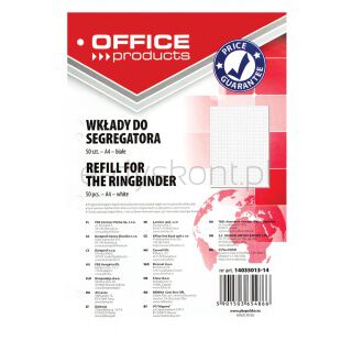 Office Products Wkład do segregatora A4, w kratkę, 50 kart., biały