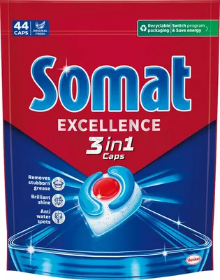 Somat Kapsułki do zmywarki Excellence 3w1, 44 szt., lemon