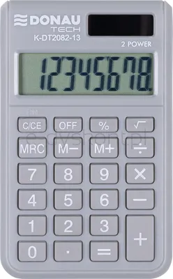 Kalkulator kieszonkowy DONAU TECH, 8-cyfr. wyświetlacz, wym. 97x60x10 mm, jasnoszary