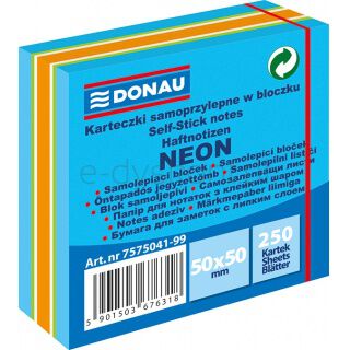 Donau Mini Kostka samoprzylepna, 50x50mm, 1x250 kart., neon-pastel, mix niebieski [BIURO]