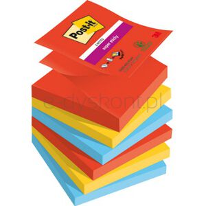 Post-It Karteczki samoprzylepne Super Sticky Z-Notes, PLAYFUL, 76x76mm, 6x90 kart.