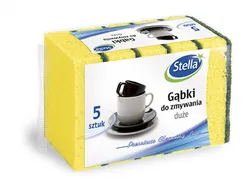 Stella Gąbki Do Zmywania Duże, 5 Szt., Pianka Mix Kolorów, Czarna Fibra