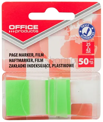 Office Products Zakładki indeksujące papier Pp, 25X43Mm, 1X50 Kart., Blister, Zielone