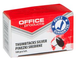 Office Products Pinezki Klasyczne 100Szt., Srebrne