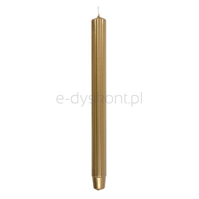 Donau HOME Świeca stołowa długa ryflowana Lakierowana, 25X300 Mm, 4 Szt., Złota