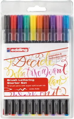 Pisak Z Końcówką Pędzelkową E-1340 Edding, 1-3 Mm, 10 Szt., Mix Kolorów