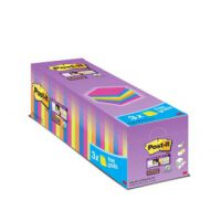 Bloczki Samoprzylepne Post-It Super Sticky (654-Ss-Vp24Col), 76X76Mm, 24X90 Kart., Mix Kolorów, 3 Bloczki Gratis
