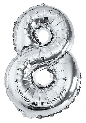 Part Go Balon foliowy cyfra 8, 80cm, srebrny