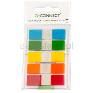 Q-Connect Zakładki indeksujące PP, 12x45mm, 100 kart., zawieszka, mix kolorów