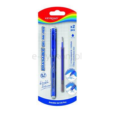 Keyroad Długopis wymazywalny 0,7mm, plus Wkład/zapas, blister, niebieski