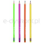 Keyroad Ołówek drewniany z gumką HB, trójkątny, neonowy, 12 szt., plastikowe pudełko - 2