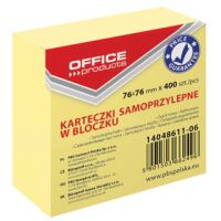 Office Products Kostka samoprzylepna 76x76mm, 1x400 kart., pastel, jasnożółty [BIURO]