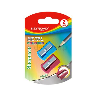 Keyroad Temperówka metalowa Metal-Colourfull, aluminiowa, pojedyncza, 2szt., blister, mix kolorów [BIURO]