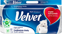 Velvet Papier Toaletowy celulozowy Delikatnie Biały, 3-warstwowy, 150 listki, 8szt., biały