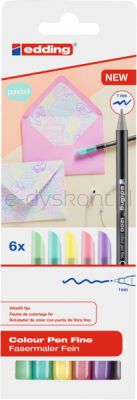 Edding Pisak z cienką końcówką e-1200/6 S 1mm, 6 szt., pudełko, mix kolorów pastel 