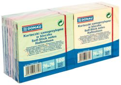 Donau Bloczek samoprzylepny 76X76Mm, 12X100 Kart., Mix Kolorów