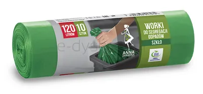 Anna Zaradna Worki do segregacji odpadów szkło, 120 l, 10 szt., zielone, zielony