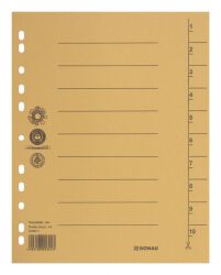 Donau Przekładka karton A4, 235x300mm, 1-10, 1 karta, żółta 