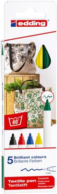 Edding Pisak tekstylny e-4600/5 S 1mm, 5 szt., pudełko, mix kolorów
