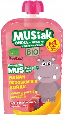 Mus Owocowo- Warzywny Banan Brzoskwinia Burak  Bio 100 G
