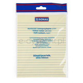 Donau Bloczek Samoprzylepny 150x203mm, w linię, 1x50 kart., 75gsm, żółty [BIURO]