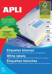 Apli Etykiety uniwersalne 199,6x289,1mm, zaokrąglone, białe 100 ark.