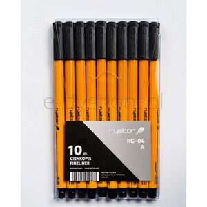 Rystor Cienkopis RC-04 czarny 10szt. etui