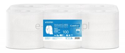 Velvet Papier Toaletowy Celulozowy Professional Jumbo, 2-Warstwowy, 800 Listków, 100M, 12Szt., Biały
