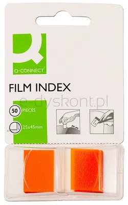 Q-Connect Zakładki Indeksujące Pp, 25,4X43,7Mm, 50 Kart., Pomarańczowe 