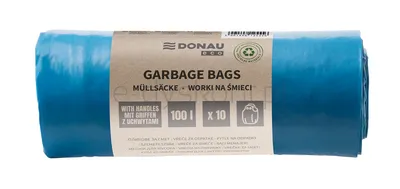 Donau ECO Worki na śmieci z uchwytami Knoties, 100l, 10 szt., niebieskie