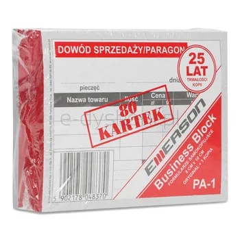 Druk Dowód sprzedaży/paragon Emerson 8cmX10cm 5 bloczków x 80 kartek