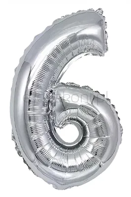 Part Go Balon foliowy cyfra 6, 80cm, srebrny