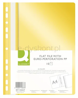 Q-Connect Skoroszyt, Pp, A4, Standard, 120/170Mikr., Wpinany, Żółty 