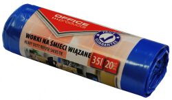 Office Products Worki na śmieci wiązane premium (LDHD), 35L, 20szt., niebieskie