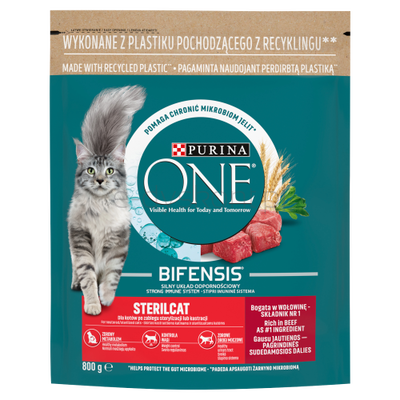 Purina One Karma Dla Kotów Sterilicat Bogata W Wołowinę I Pszenicę 800G