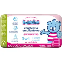 Bambino Chusteczki emolientowe 3w1 4x57 szt.