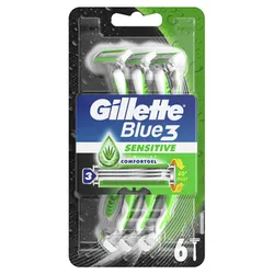Gillette Blue3 Sensitive Jednorazowa Maszynka Do Golenia Dla Mężczyzn, 6 Sztuk
