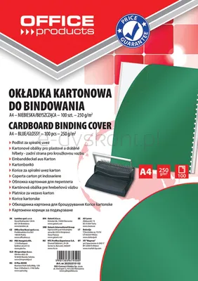 Office Products Okładki do bindowania karton, A4, 250gsm, błyszczące, 100szt., zielone