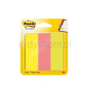 Post-It Zakładki indeksujące (671/3), papier, 25x76mm, 3x100 kart., mix kolorów