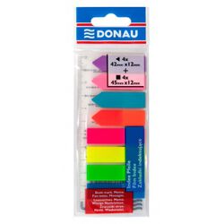 Donau Zakładki indeksujące PP, 12x45mm/12x42mm, stand. /strzałka, 4x25/4x25 kart., mix kolorów