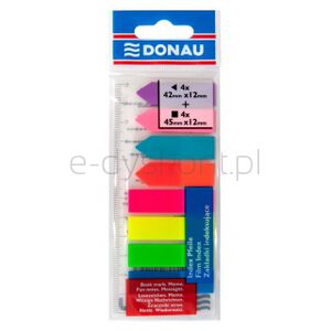 Donau Zakładki indeksujące PP, 12x45mm/12x42mm, stand. /strzałka, 4x25/4x25 kart., mix kolorów