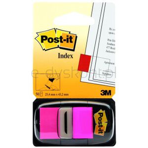 Post-It Zakładki indeksujące (680-21), PP, 25,4x43,2mm, 50 kart., jaskraworóżowe 