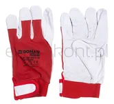 Rękawice Robocze Donau Safety, Skóra Kozia Po Stronie Dłoni, Rzep, Rozm. 9/L, Biało-Czerwone - 4