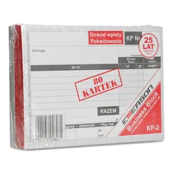 Druk Dowód wpłaty/pokwitowanie Emerson wielokopia, format A6, 5 bloczków x 80 kartek