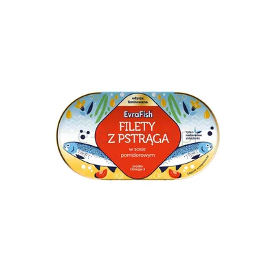 EVRAFISH Pstrąg w sosie pomidorowym z ogórkiem i papryką 170g